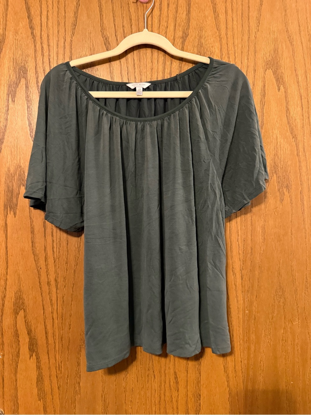 Lucky Brand Scoop Neck Blouse in Olive Green